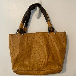 Ceoni Piero Tan Ostrich Leather Small Tote Bag with Dual Handles